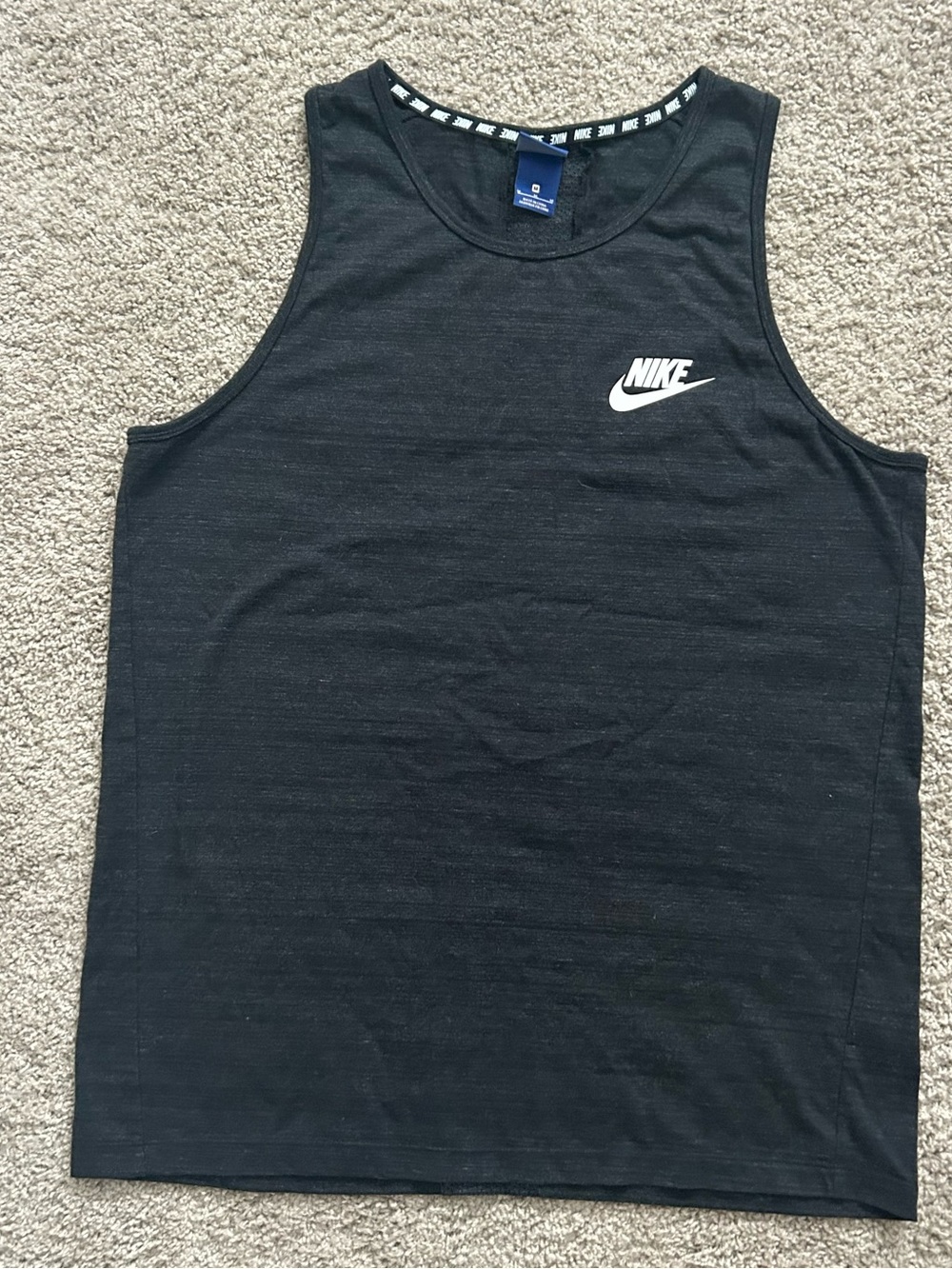 Nike Men’s Black Crew Neck Mesh Tank Top Logo Gym Athletic Size M